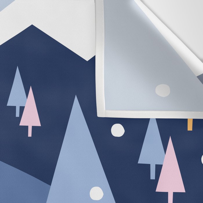 Snowy mountains and trees Wall Tapestry Gallery Image 3