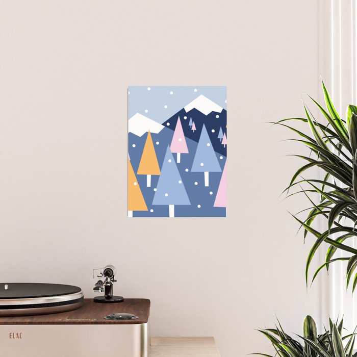 Snowy mountains and trees Poster Gallery Image 2