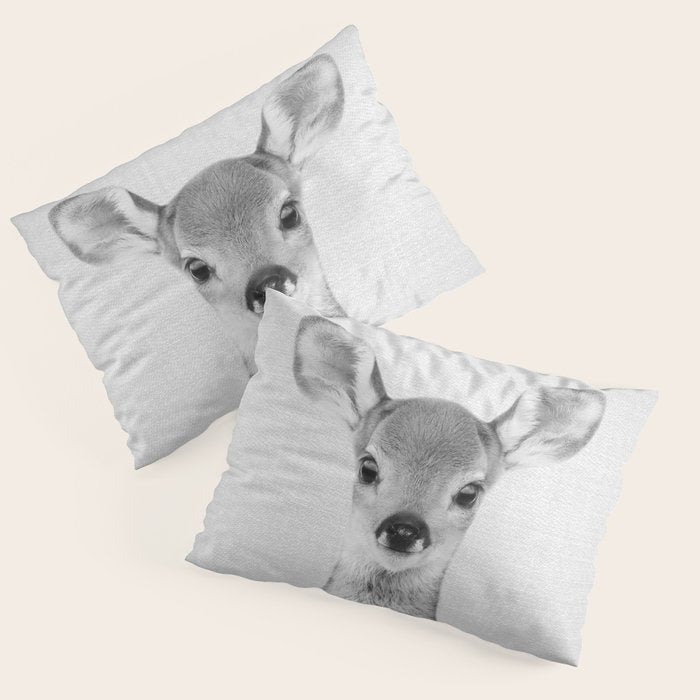 Baby Deer - Black & White Pillow Sham Gallery Image 3
