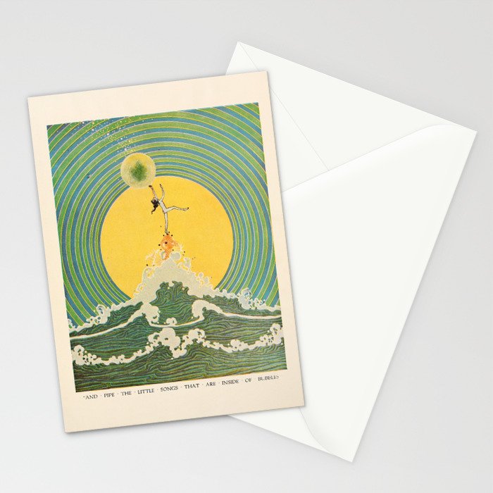 "And Pipe the Little Songs that Are Inside of Bubbles " by Dugald Stewart Walker, 1920 Stationery Card Gallery Image 2
