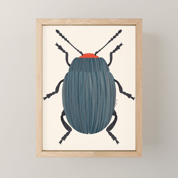 Blue and orange beetle Mini Art Print Gallery Image 1