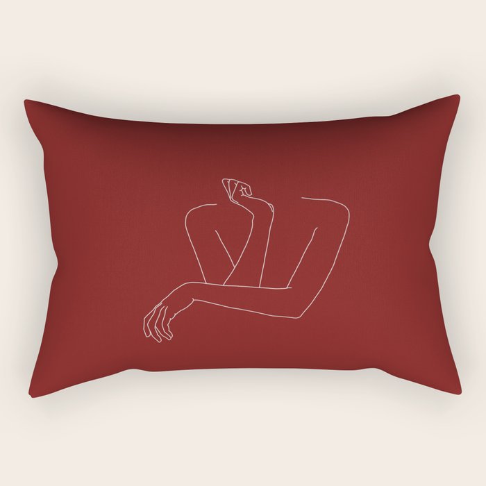 Crossed arms illustration - Anna Red Rectangular Pillow Gallery Image 2