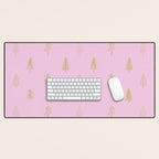 Pink pine tree doodle art pattern Desk Mat Gallery Image 1