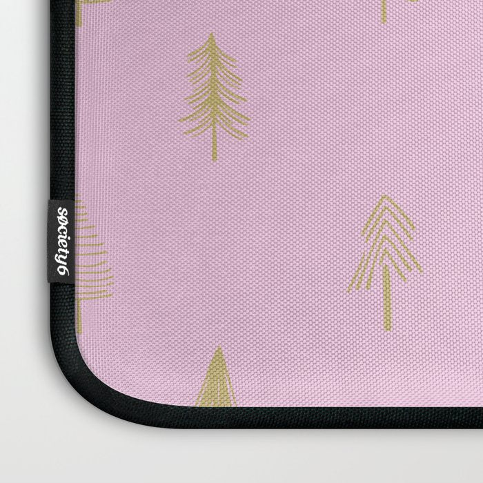 Pink pine tree doodle art pattern Laptop Sleeve Gallery Image 3