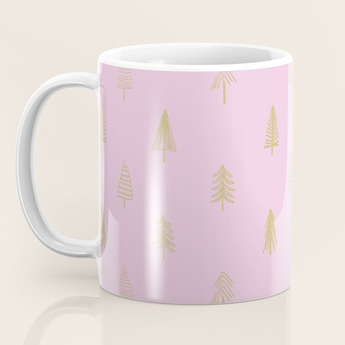 Pink pine tree doodle art pattern Coffee Mug Gallery Image 3