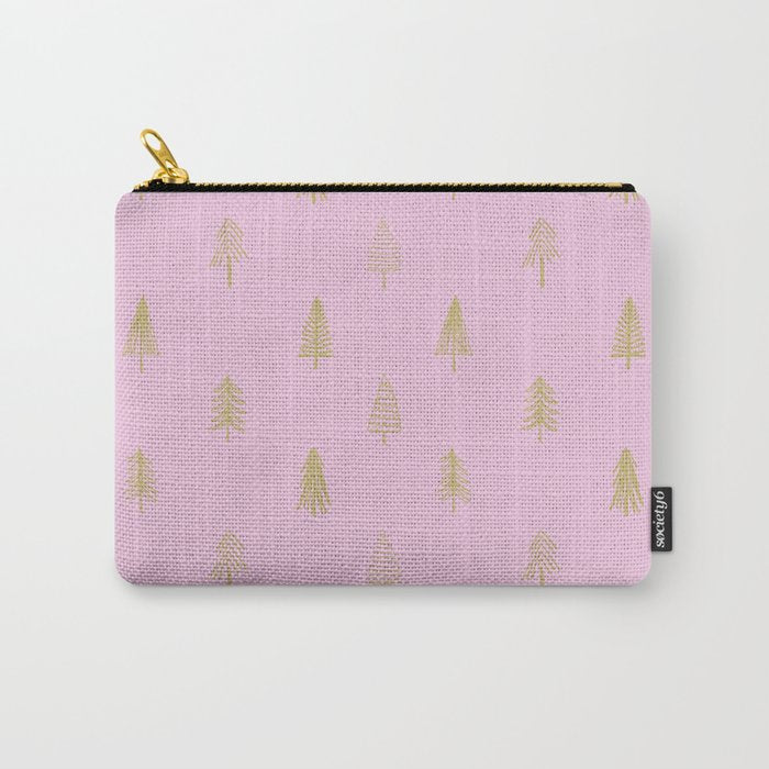 Pink pine tree doodle art pattern Carry All Pouch Gallery Image 1