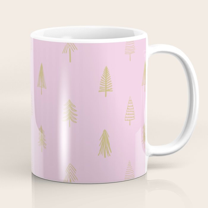 Pink pine tree doodle art pattern Coffee Mug Gallery Image 1