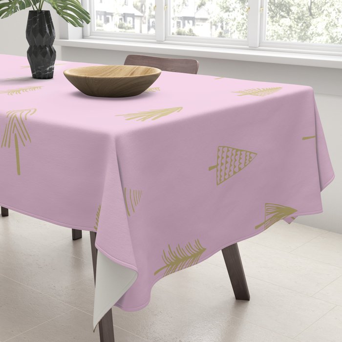 Pink pine tree doodle art pattern Tablecloth Gallery Image 3