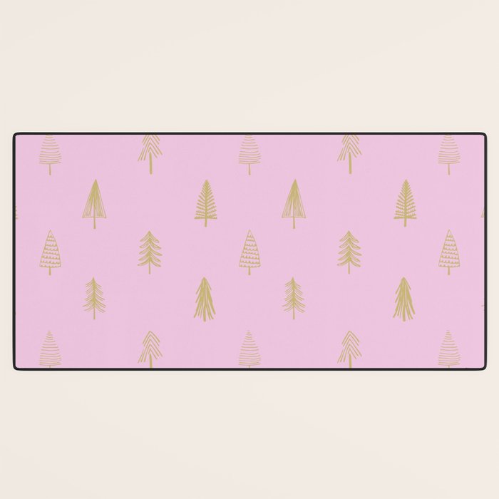 Pink pine tree doodle art pattern Desk Mat Gallery Image 3
