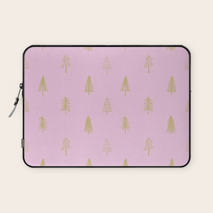 Pink pine tree doodle art pattern Laptop Sleeve Gallery Image 1