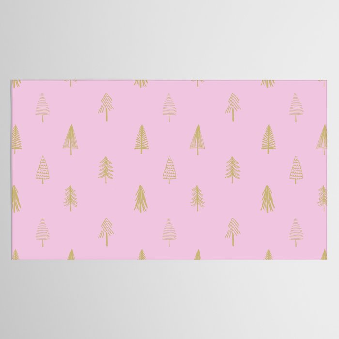Pink pine tree doodle art pattern Tablecloth Gallery Image 2