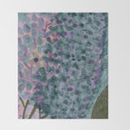 Garden Lilac Flower Painting in Teal & Pink Throw Blanket Gallery Image 2