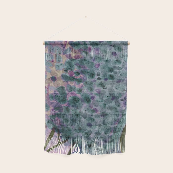 Garden Lilac Flower Painting in Teal & Pink Wall Hanging Gallery Image 1