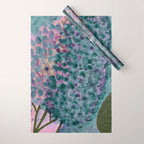 Garden Lilac Flower Painting in Teal & Pink Wrapping Paper Gallery Image 1