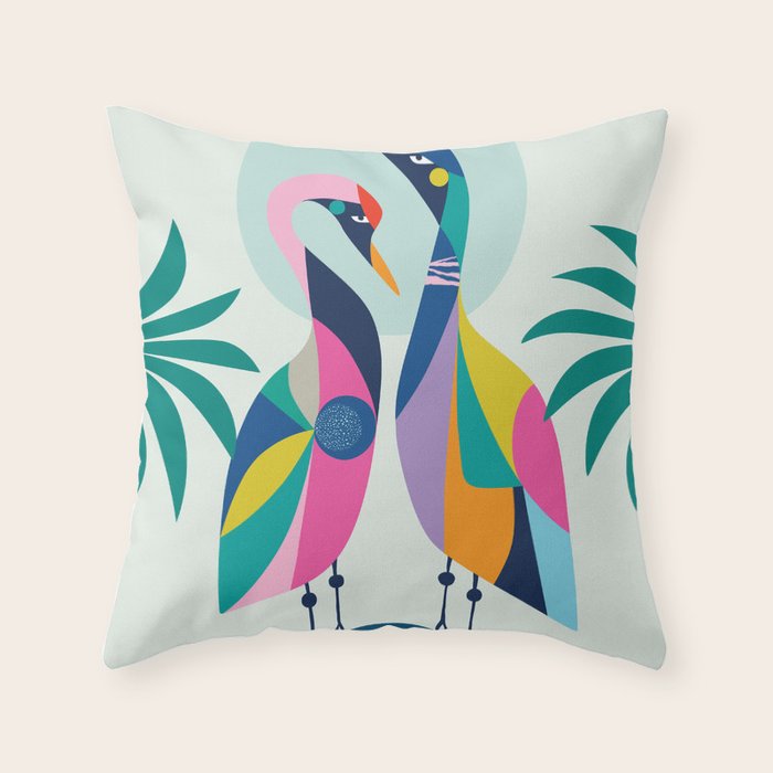 Rainbow Geese Throw Pillow Gallery Image 1
