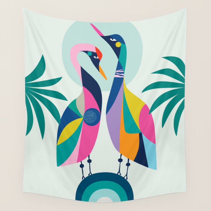 Rainbow Geese Wall Tapestry Gallery Image 4
