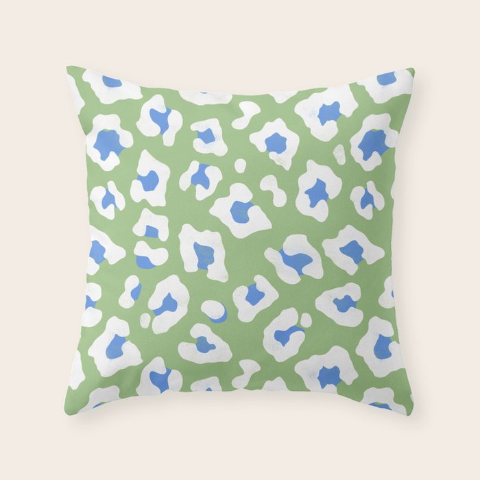 Dopamine Decor Leopard Print Blue And Green Throw Pillow Gallery Image 6