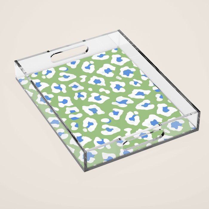 Dopamine Decor Leopard Print Blue And Green Acrylic Tray Gallery Image 1