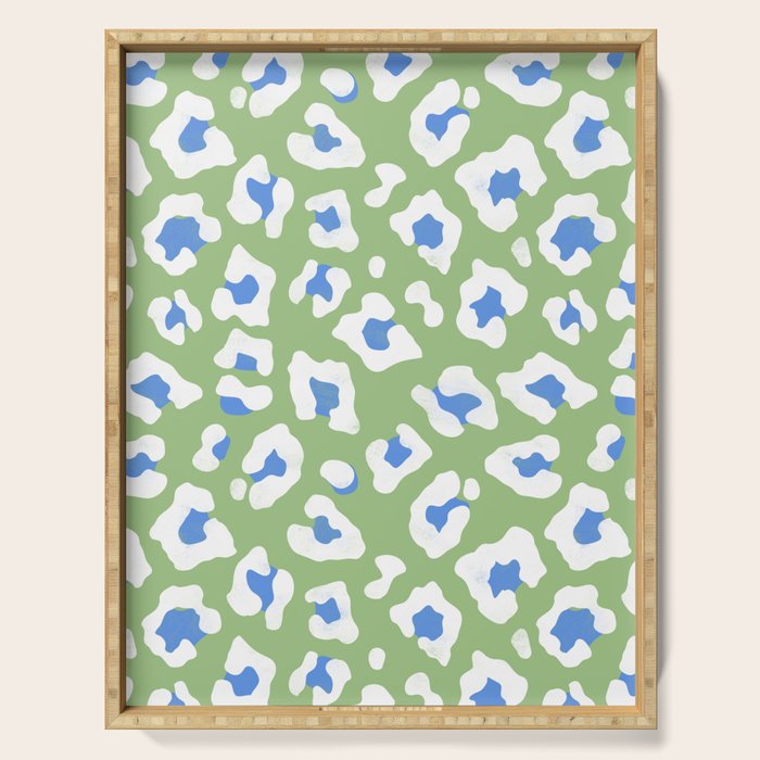 Dopamine Decor Leopard Print Blue And Green Serving Tray Gallery Image 1