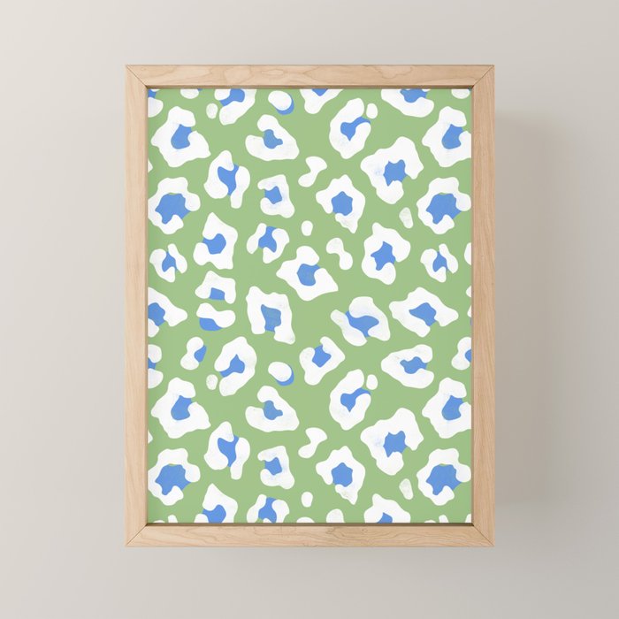 Dopamine Decor Leopard Print Blue And Green Mini Art Print Gallery Image 1