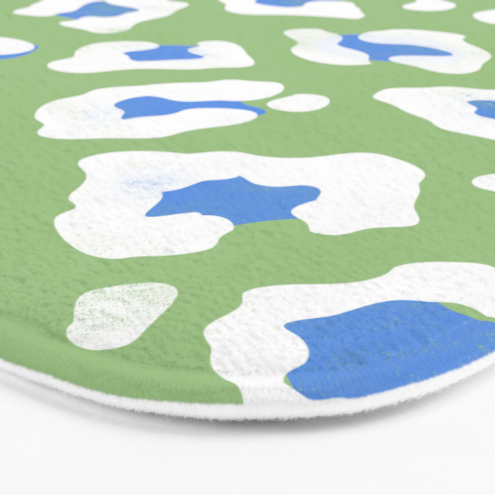 Dopamine Decor Leopard Print Blue And Green Bath Mat Gallery Image 3