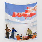 Dolomites Italy Vintage Ski Poster Wall Tapestry Gallery Image 4