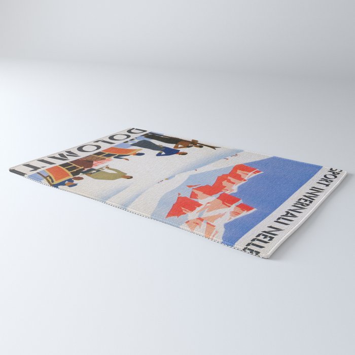 Dolomites Italy Vintage Ski Poster Rug Gallery Image 3