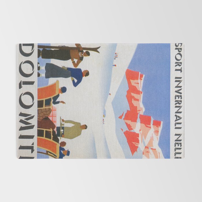 Dolomites Italy Vintage Ski Poster Rug Gallery Image 2