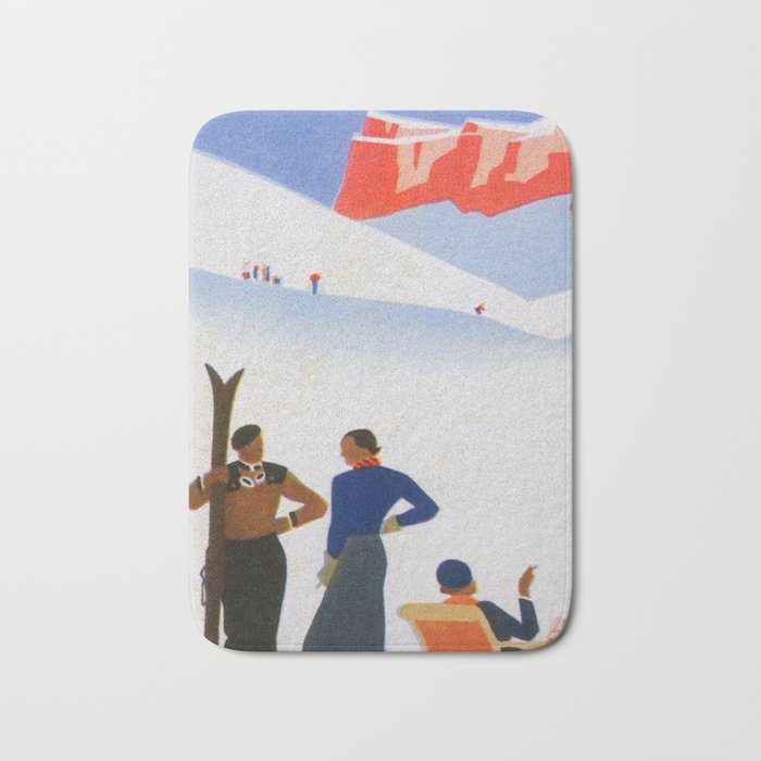 Dolomites Italy Vintage Ski Poster Bath Mat Gallery Image 1