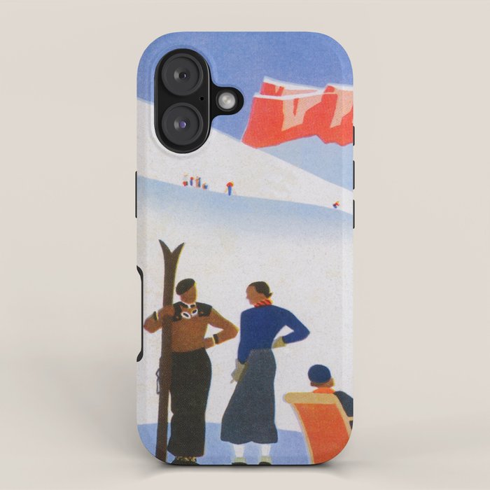 Dolomites Italy Vintage Ski Poster iPhone Case Gallery Image 1