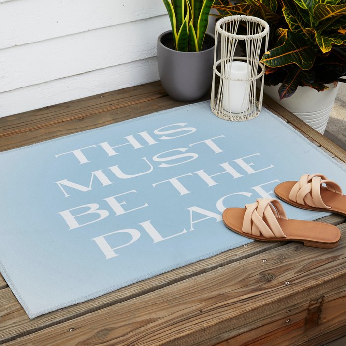 This Must Be The Place Baby Blue Outdoor Rug Gallery Image 2