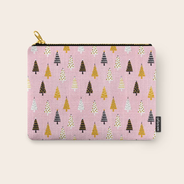 Christmas Trees Modern Pink Pattern #pinkchristmas #christmaspattern Carry All Pouch Gallery Image 1