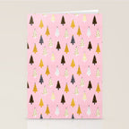 Christmas Trees Modern Pink Pattern #pinkchristmas #christmaspattern Stationery Card Gallery Image 2