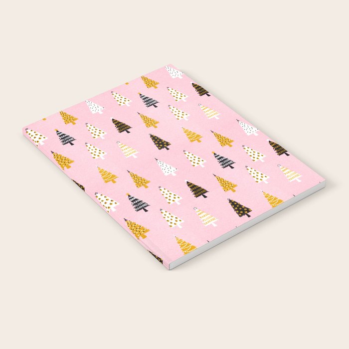 Christmas Trees Modern Pink Pattern #pinkchristmas #christmaspattern Notebook Gallery Image 2