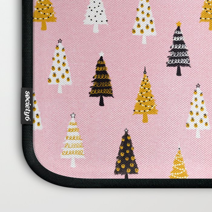 Christmas Trees Modern Pink Pattern #pinkchristmas #christmaspattern Laptop Sleeve Gallery Image 3