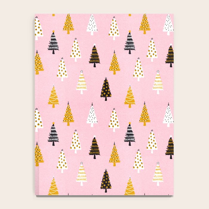Christmas Trees Modern Pink Pattern #pinkchristmas #christmaspattern Notebook Gallery Image 4