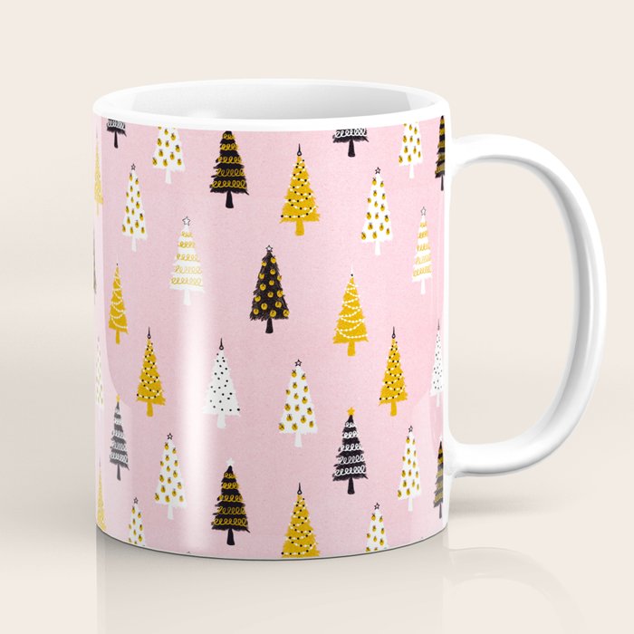 Christmas Trees Modern Pink Pattern #pinkchristmas #christmaspattern Coffee Mug Gallery Image 1
