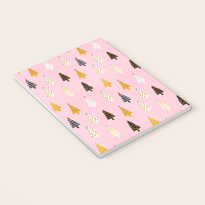 Christmas Trees Modern Pink Pattern #pinkchristmas #christmaspattern Notebook Gallery Image 3