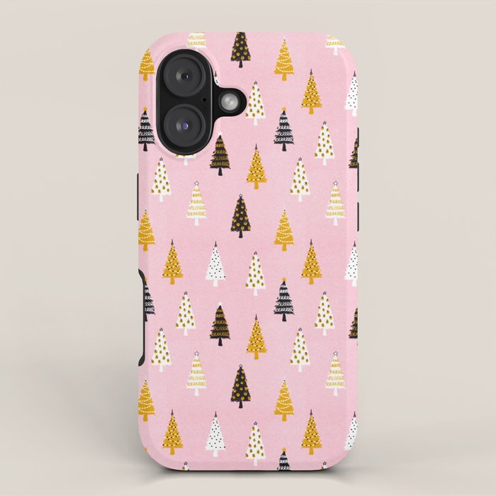 Christmas Trees Modern Pink Pattern #pinkchristmas #christmaspattern iPhone Case Gallery Image 1