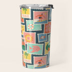 Summer travel postage stamp sticker pattern Travel Mug Gallery Image 2