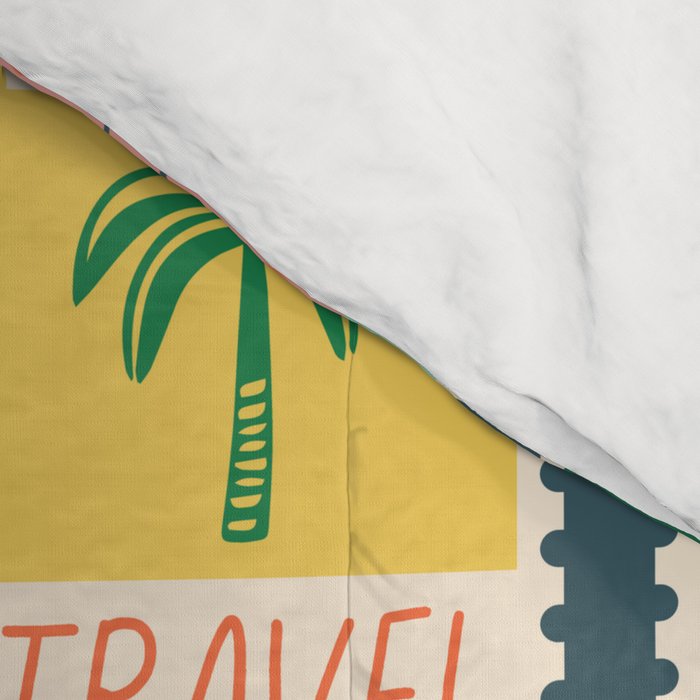 Summer travel postage stamp sticker pattern Comforter Gallery Image 4