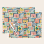 Summer travel postage stamp sticker pattern Placemat Gallery Image 1