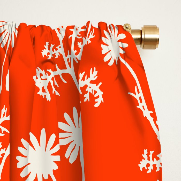 Wild Daisies Petite Floral Botanical Pattern in Vibrant Orange Window Curtain Gallery Image 2
