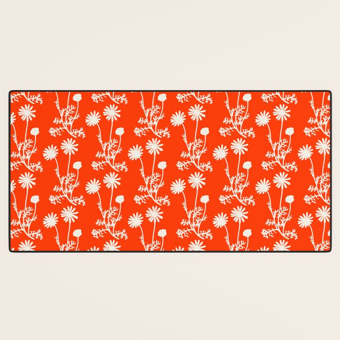Wild Daisies Petite Floral Botanical Pattern in Vibrant Orange Desk Mat Gallery Image 3