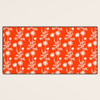 Wild Daisies Petite Floral Botanical Pattern in Vibrant Orange Desk Mat Gallery Image 3