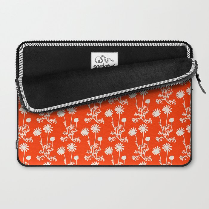 Wild Daisies Petite Floral Botanical Pattern in Vibrant Orange Laptop Sleeve Gallery Image 2