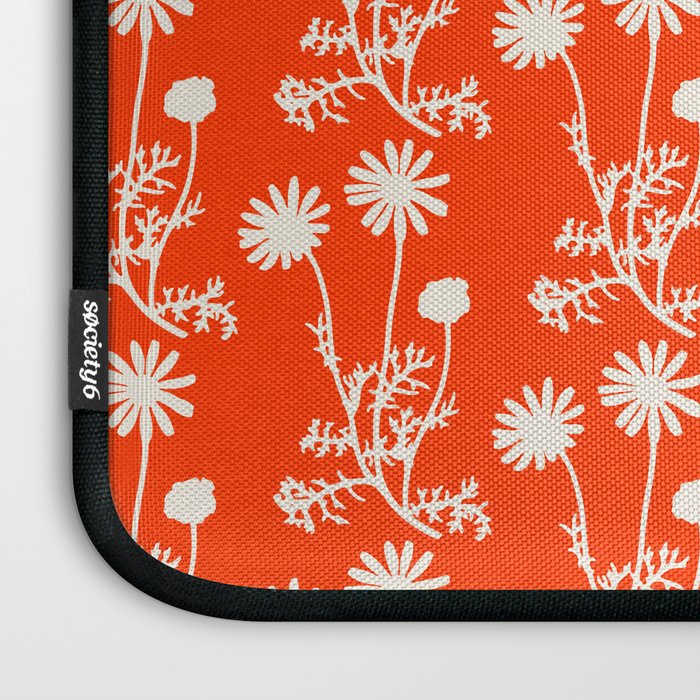 Wild Daisies Petite Floral Botanical Pattern in Vibrant Orange Laptop Sleeve Gallery Image 3