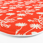 Wild Daisies Petite Floral Botanical Pattern in Vibrant Orange Bath Mat Gallery Image 3