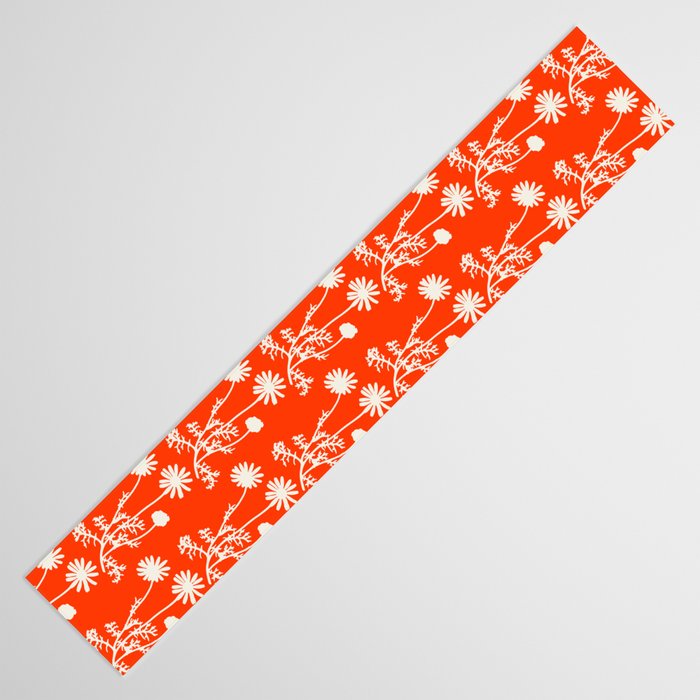 Wild Daisies Petite Floral Botanical Pattern in Vibrant Orange Table Runner Gallery Image 3