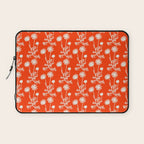 Wild Daisies Petite Floral Botanical Pattern in Vibrant Orange Laptop Sleeve Gallery Image 1